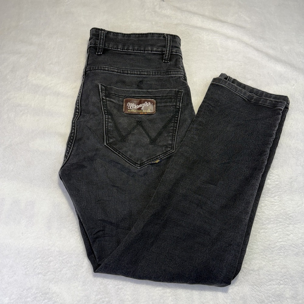Wrangler Women's Vintage Black Gray Straight Leg Low Rise Comfort Jeans Size 32